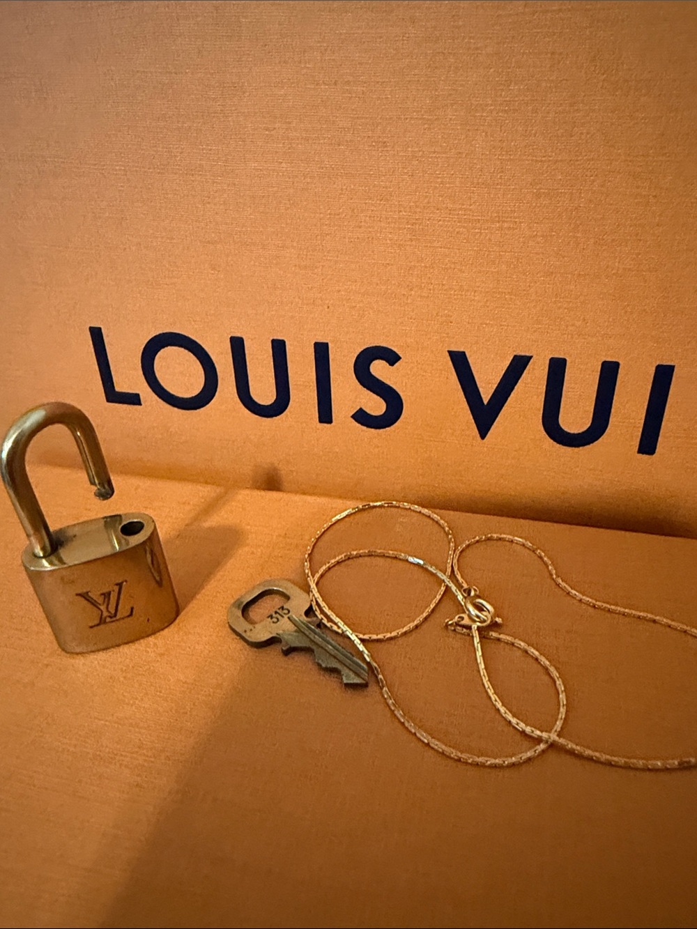 Louis Vuitton Gold-Tone Padlock Necklace with Key Charm